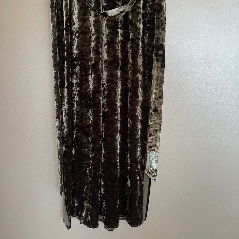 L'Agence Cameron Velvet Maxi Shirt Dress Green Size Small Long Sleeve Chic Sexy - Picture 12 of 16